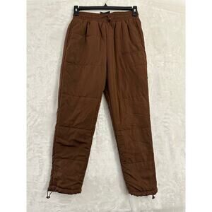 Pantone Brown Puffer Pants US M Drawstring Hem Pockets